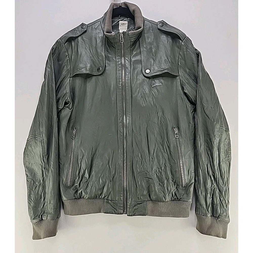 Rare 2009 Adidas Vespa Leather Jacket Men's Size Large Green Damaged